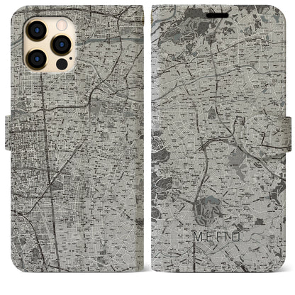 【名東（愛知県）】地図柄iPhoneケース（手帳タイプ）モノトーン・iPhone 12 Pro Max 用
