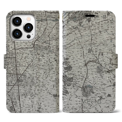 【名東（愛知県）】地図柄iPhoneケース（手帳タイプ）モノトーン・iPhone 13 Pro 用