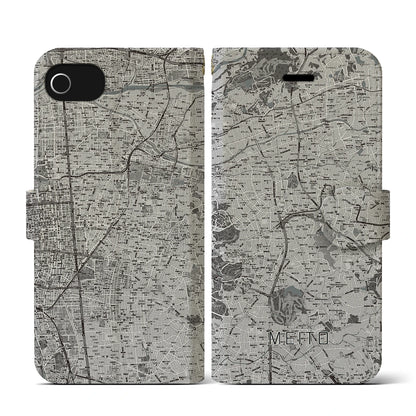 【名東（愛知県）】地図柄iPhoneケース（手帳タイプ）モノトーン・iPhone SE（第3 / 第2世代） / 8 / 7 / 6s / 6 用