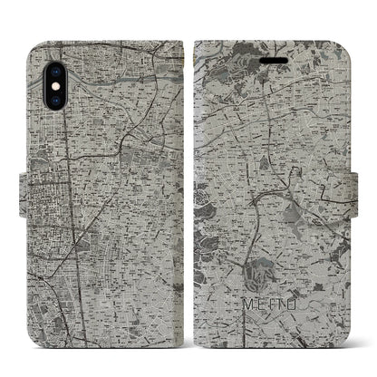 【名東（愛知県）】地図柄iPhoneケース（手帳タイプ）モノトーン・iPhone XS / X 用