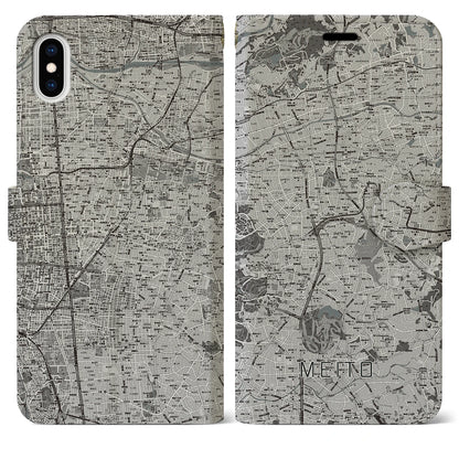 【名東（愛知県）】地図柄iPhoneケース（手帳タイプ）モノトーン・iPhone XS Max 用