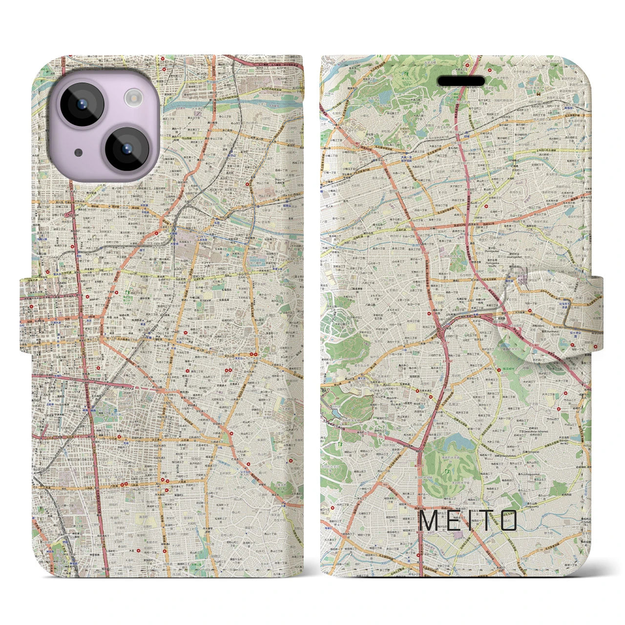 【名東（愛知県）】地図柄iPhoneケース（手帳タイプ）