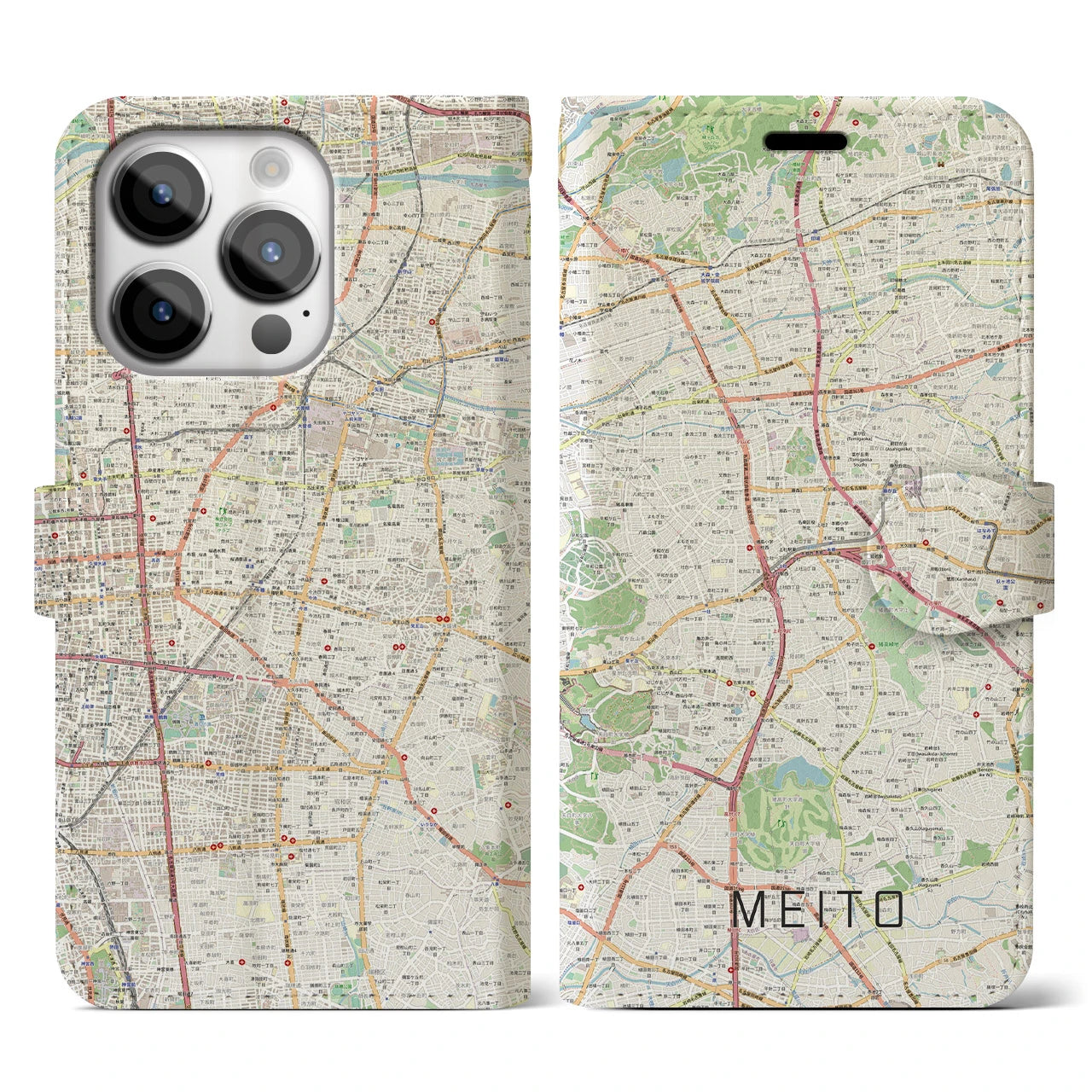 【名東（愛知県）】地図柄iPhoneケース（手帳タイプ）