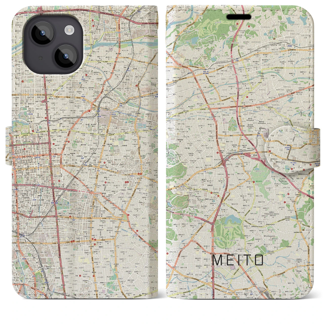【名東（愛知県）】地図柄iPhoneケース（手帳タイプ）