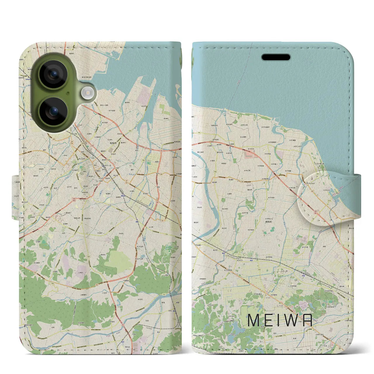 【明和（三重県）】地図柄iPhoneケース（手帳タイプ）