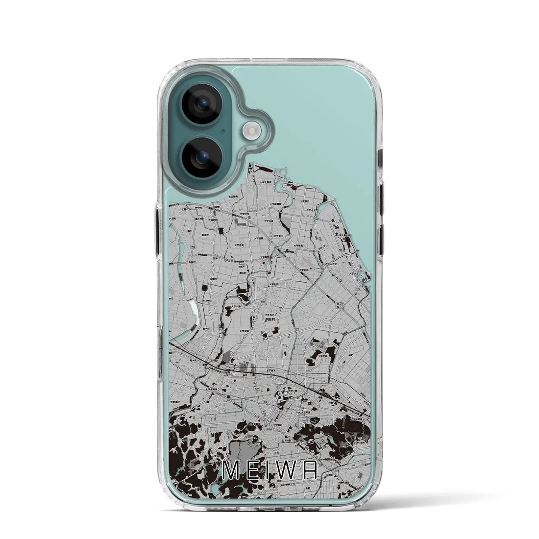 【明和（三重県）】地図柄iPhoneケース（MagSafeタイプ）モノトーン・iPhone 16 Pro 用