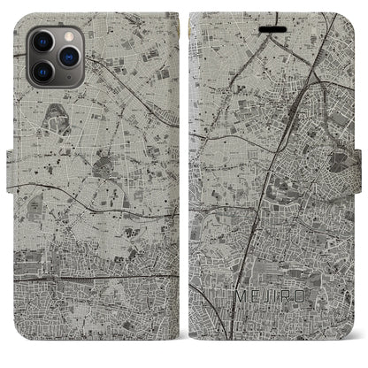 【目白（東京都）】地図柄iPhoneケース（手帳タイプ）モノトーン・iPhone 11 Pro Max 用