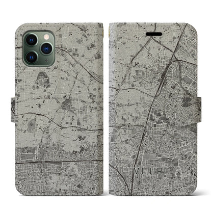 【目白（東京都）】地図柄iPhoneケース（手帳タイプ）モノトーン・iPhone 11 Pro 用