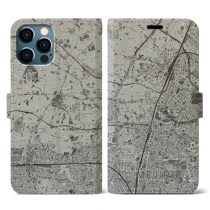 【目白（東京都）】地図柄iPhoneケース（手帳タイプ）モノトーン・iPhone 12 / 12 Pro 用