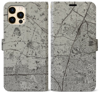 【目白（東京都）】地図柄iPhoneケース（手帳タイプ）モノトーン・iPhone 12 Pro Max 用