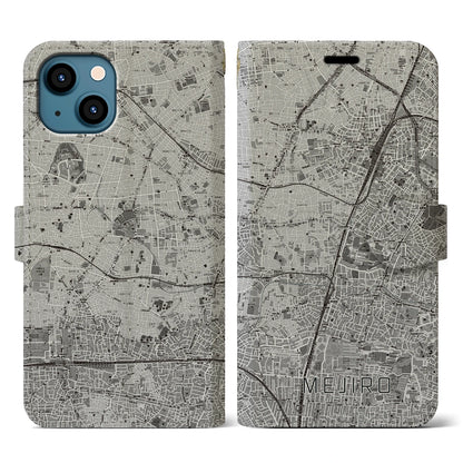【目白（東京都）】地図柄iPhoneケース（手帳タイプ）モノトーン・iPhone 13 用