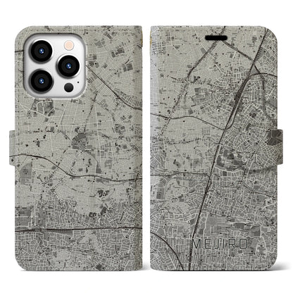 【目白（東京都）】地図柄iPhoneケース（手帳タイプ）モノトーン・iPhone 13 Pro 用
