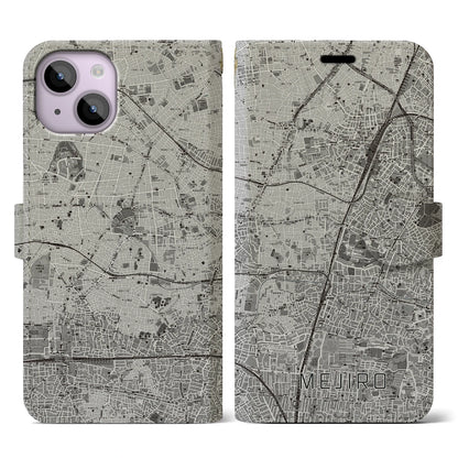 【目白（東京都）】地図柄iPhoneケース（手帳タイプ）モノトーン・iPhone 14 用