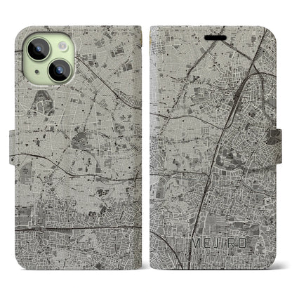 【目白（東京都）】地図柄iPhoneケース（手帳タイプ）モノトーン・iPhone 15 用