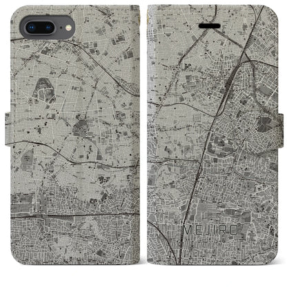 【目白（東京都）】地図柄iPhoneケース（手帳タイプ）モノトーン・iPhone 8Plus /7Plus / 6sPlus / 6Plus 用
