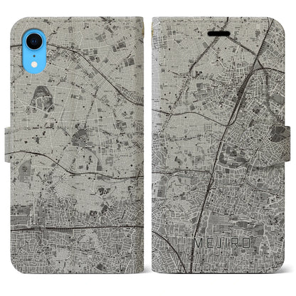 【目白（東京都）】地図柄iPhoneケース（手帳タイプ）モノトーン・iPhone XR 用