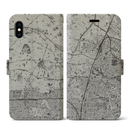 【目白（東京都）】地図柄iPhoneケース（手帳タイプ）モノトーン・iPhone XS / X 用