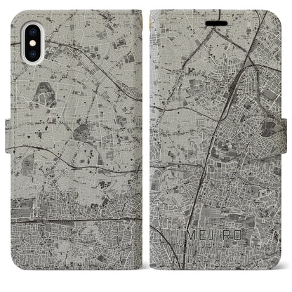 【目白（東京都）】地図柄iPhoneケース（手帳タイプ）モノトーン・iPhone XS Max 用