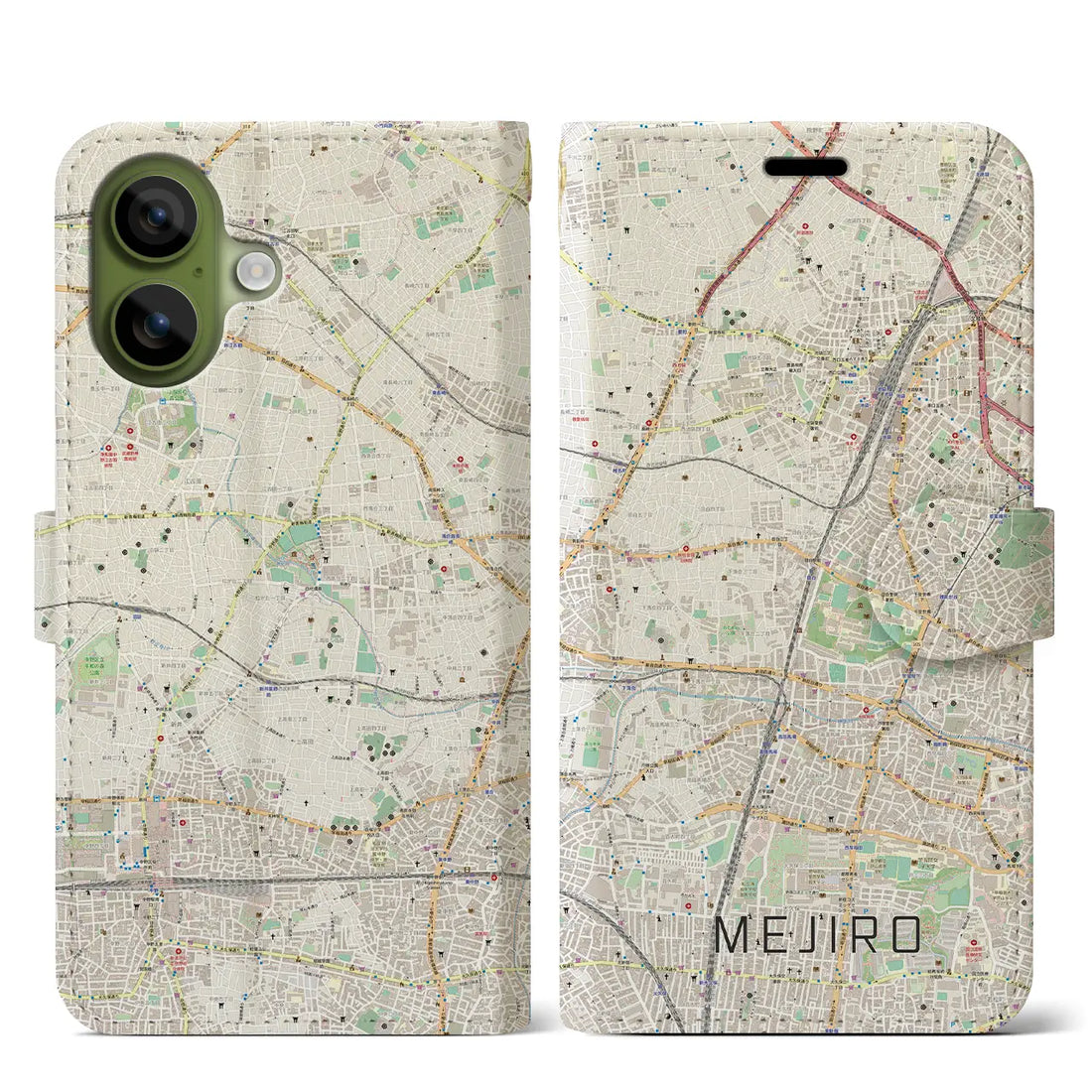 【目白（東京都）】地図柄iPhoneケース（手帳タイプ）モノトーン・iPhone 17 Pro Max 用