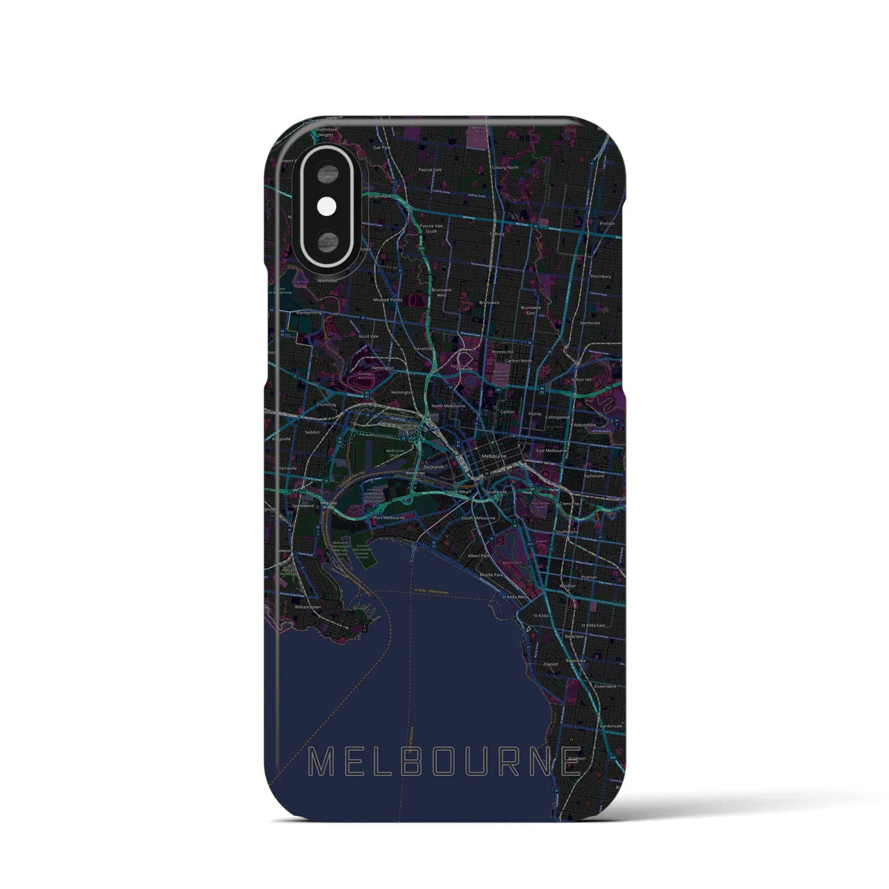 【メルボルン（オーストラリア）】地図柄iPhoneケース（バックカバータイプ）