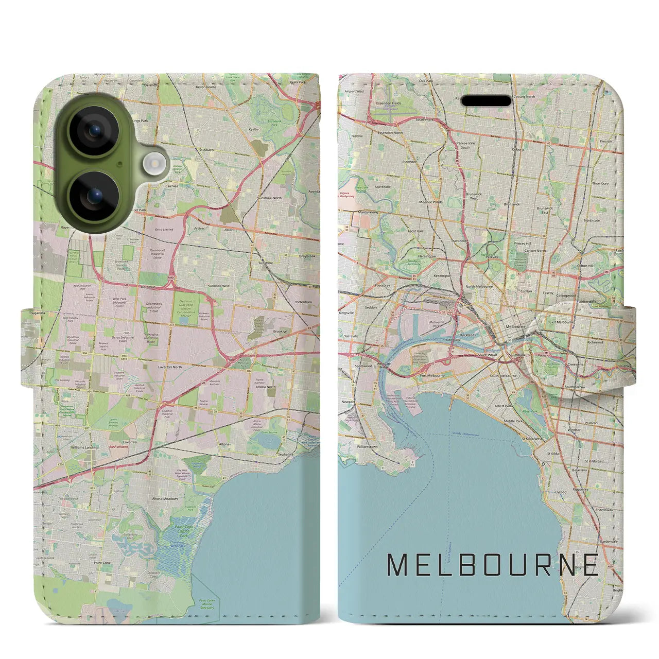 【メルボルン（オーストラリア）】地図柄iPhoneケース（手帳タイプ）