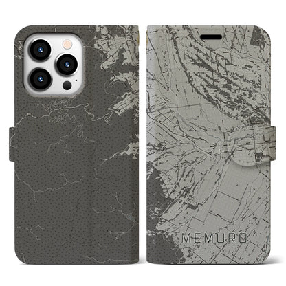 【芽室（北海道）】地図柄iPhoneケース（手帳タイプ）モノトーン・iPhone 13 Pro 用