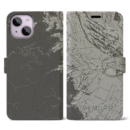 【芽室（北海道）】地図柄iPhoneケース（手帳タイプ）モノトーン・iPhone 14 用