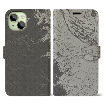 【芽室（北海道）】地図柄iPhoneケース（手帳タイプ）モノトーン・iPhone 15 用