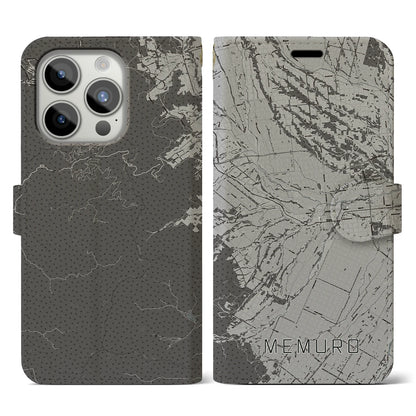 【芽室（北海道）】地図柄iPhoneケース（手帳タイプ）モノトーン・iPhone 15 Pro 用