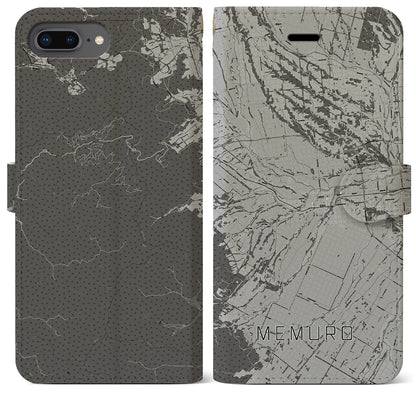 【芽室（北海道）】地図柄iPhoneケース（手帳タイプ）モノトーン・iPhone 8Plus /7Plus / 6sPlus / 6Plus 用