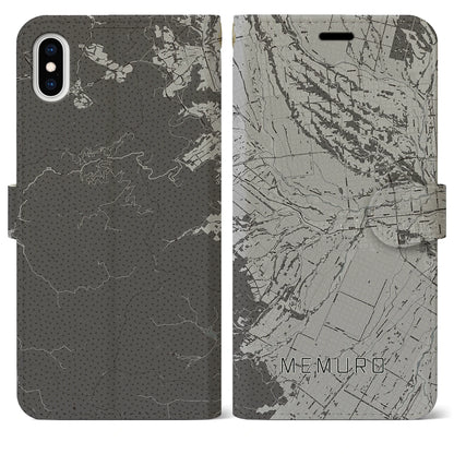 【芽室（北海道）】地図柄iPhoneケース（手帳タイプ）モノトーン・iPhone XS Max 用