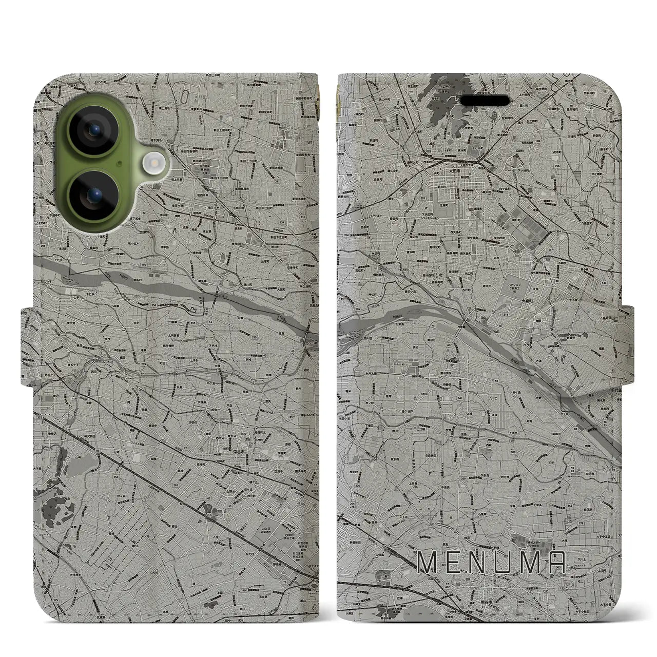 【妻沼（埼玉県）】地図柄iPhoneケース（手帳タイプ）