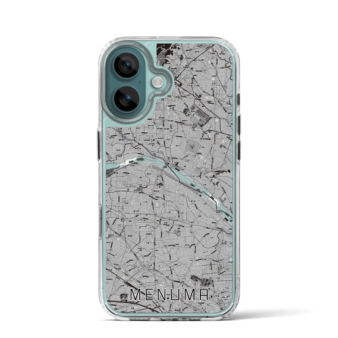 【妻沼（埼玉県）】地図柄iPhoneケース（MagSafeタイプ）モノトーン・iPhone 16 Pro 用