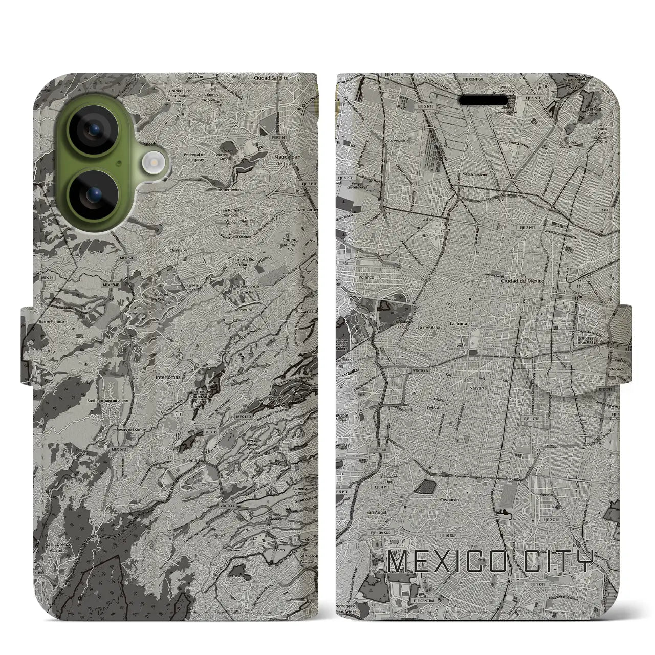 【メキシコシティ（メキシコ）】地図柄iPhoneケース（手帳タイプ）