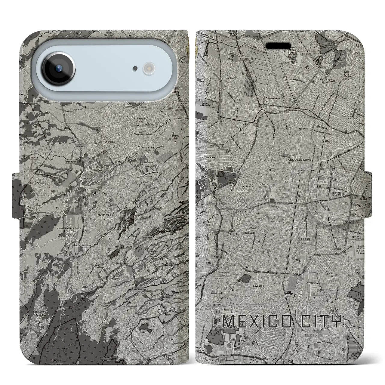 【メキシコシティ（メキシコ）】地図柄iPhoneケース（手帳タイプ）