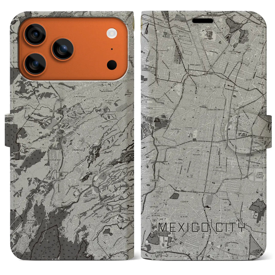 【メキシコシティ（メキシコ）】地図柄iPhoneケース（手帳タイプ）