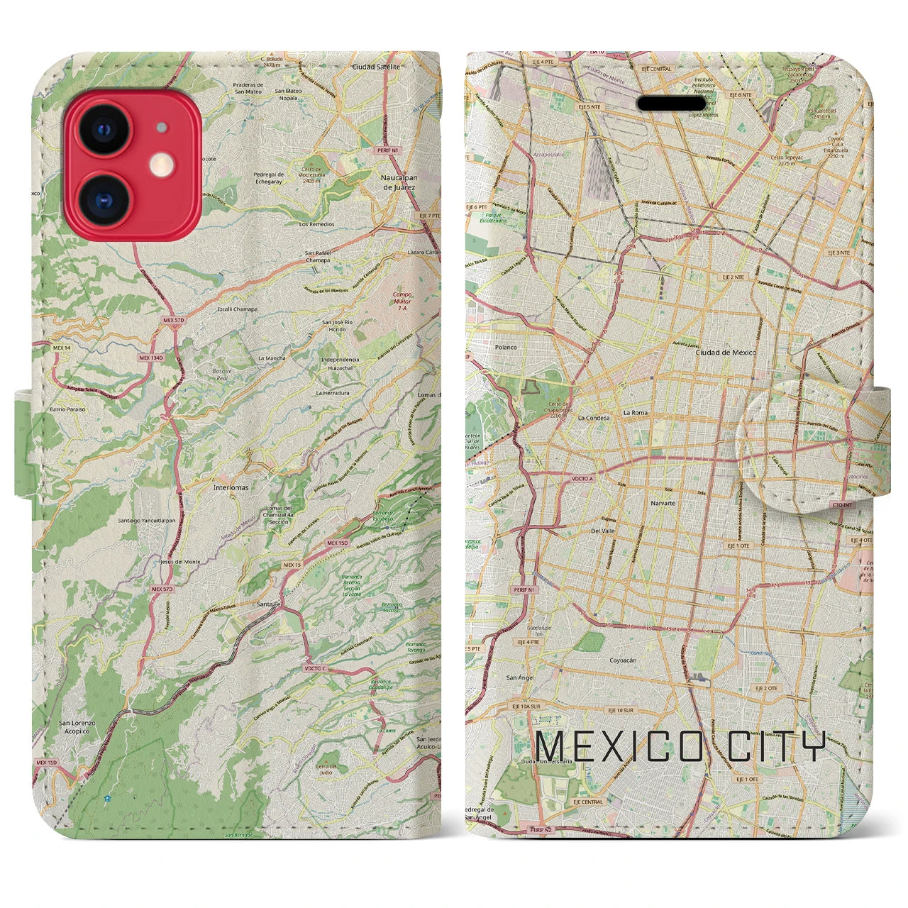 【メキシコシティ（メキシコ）】地図柄iPhoneケース（手帳タイプ）