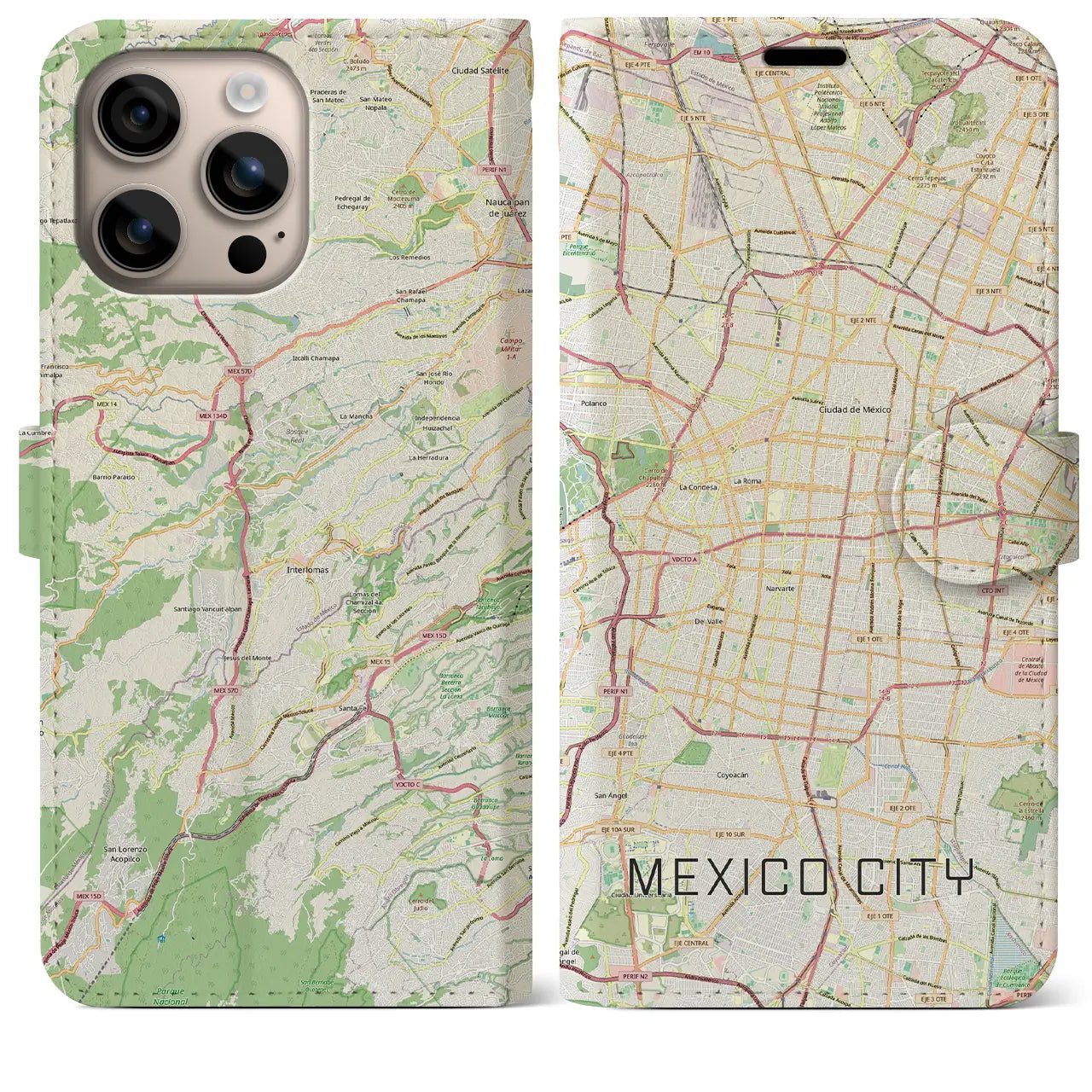 【メキシコシティ（メキシコ）】地図柄iPhoneケース（手帳タイプ）