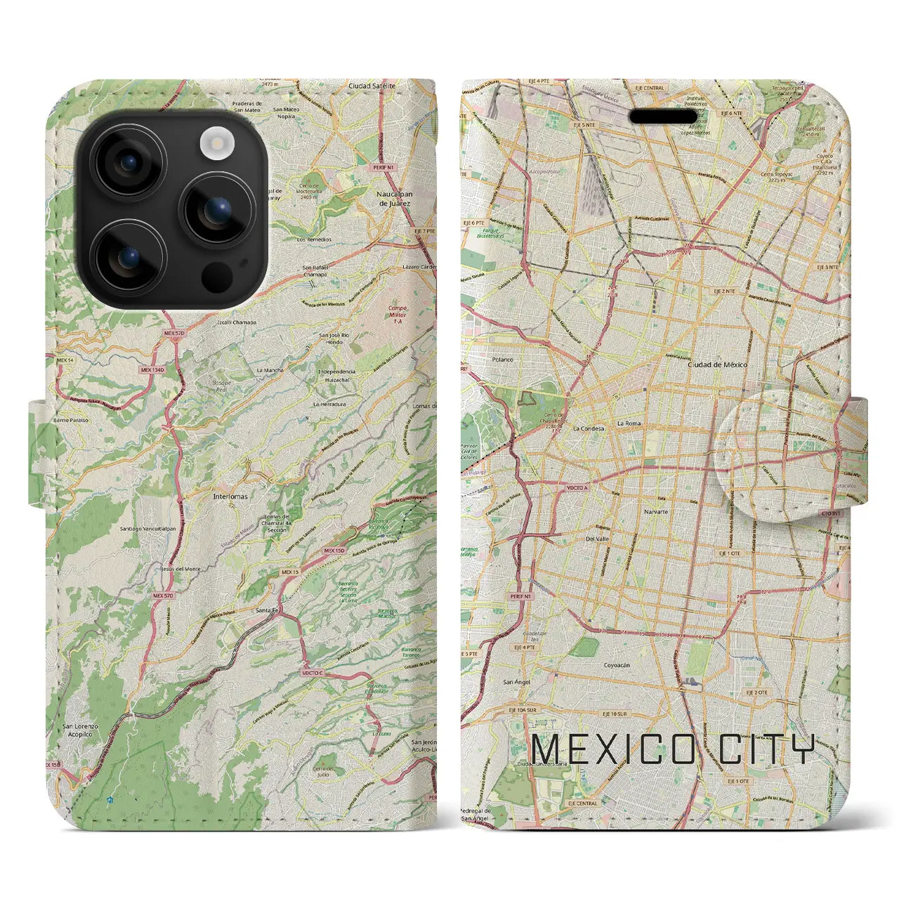 【メキシコシティ（メキシコ）】地図柄iPhoneケース（手帳タイプ）