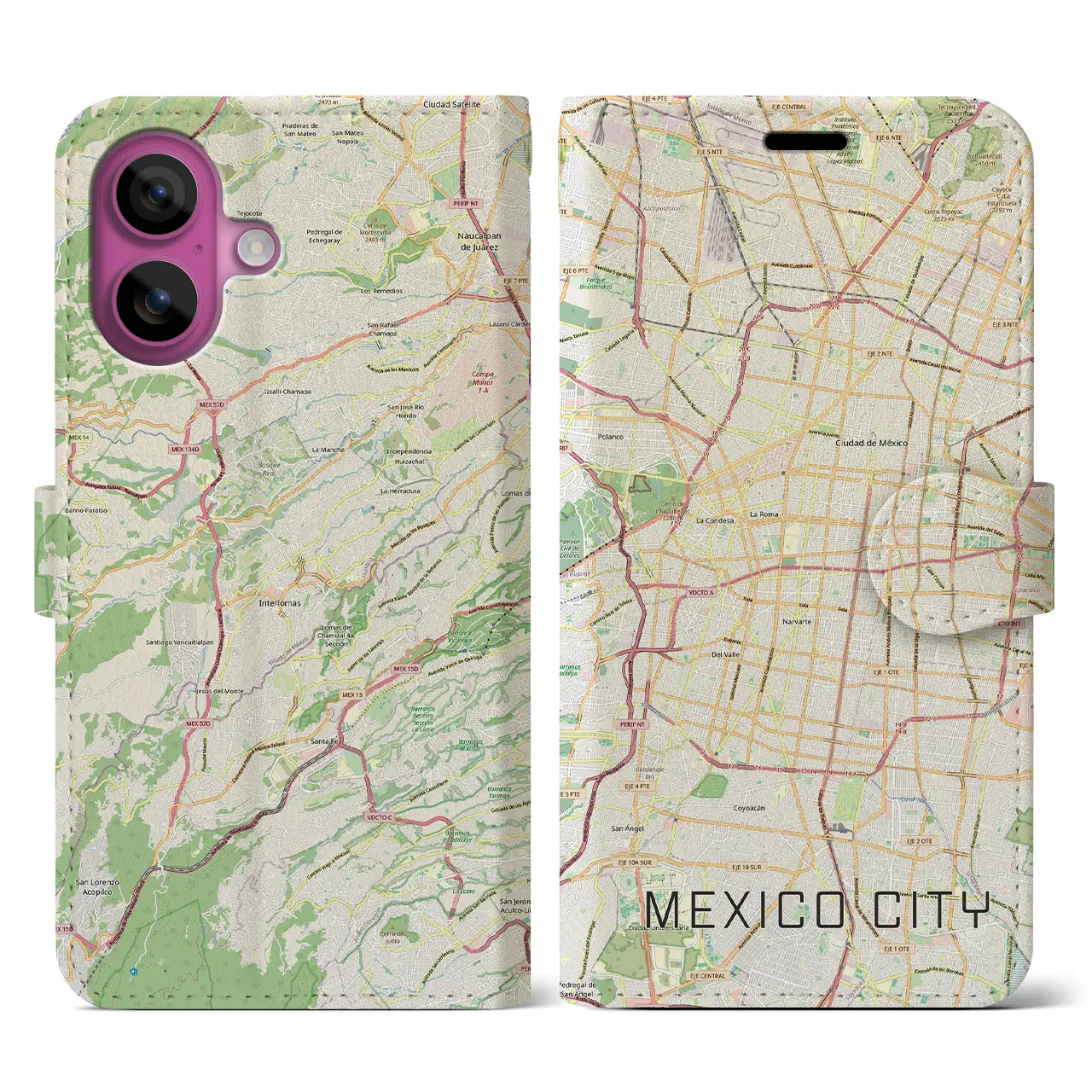 【メキシコシティ（メキシコ）】地図柄iPhoneケース（手帳タイプ）