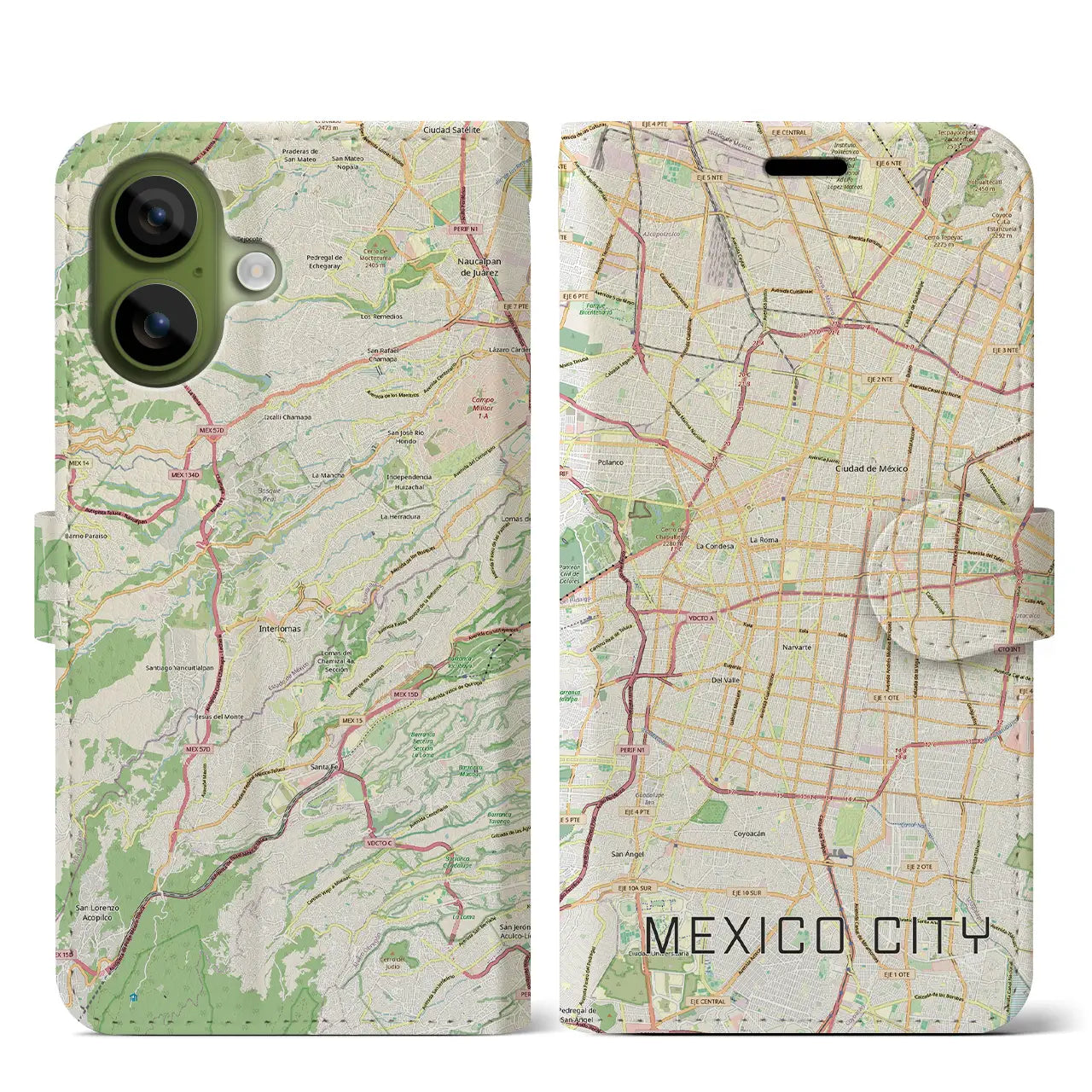 【メキシコシティ（メキシコ）】地図柄iPhoneケース（手帳タイプ）