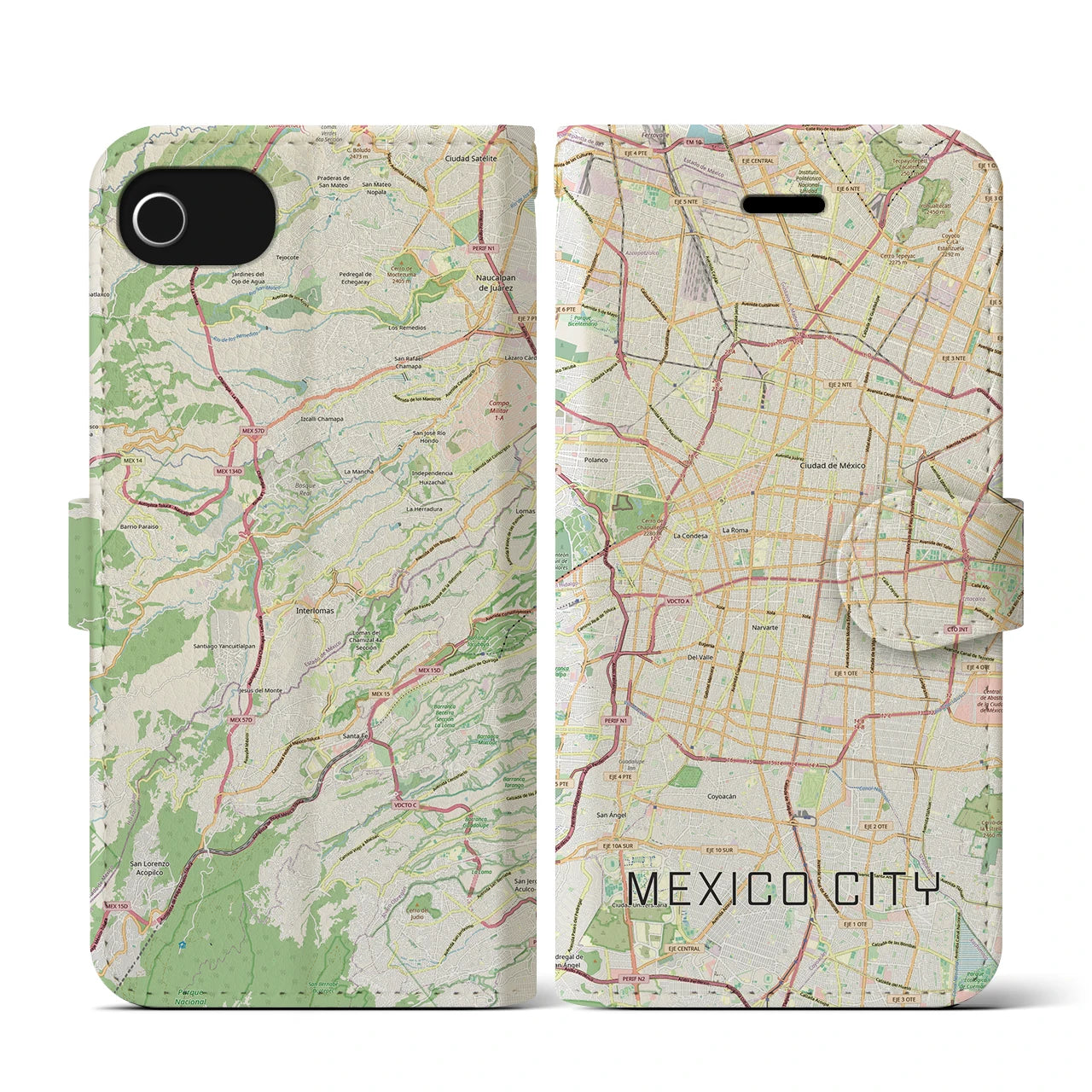 【メキシコシティ（メキシコ）】地図柄iPhoneケース（手帳タイプ）