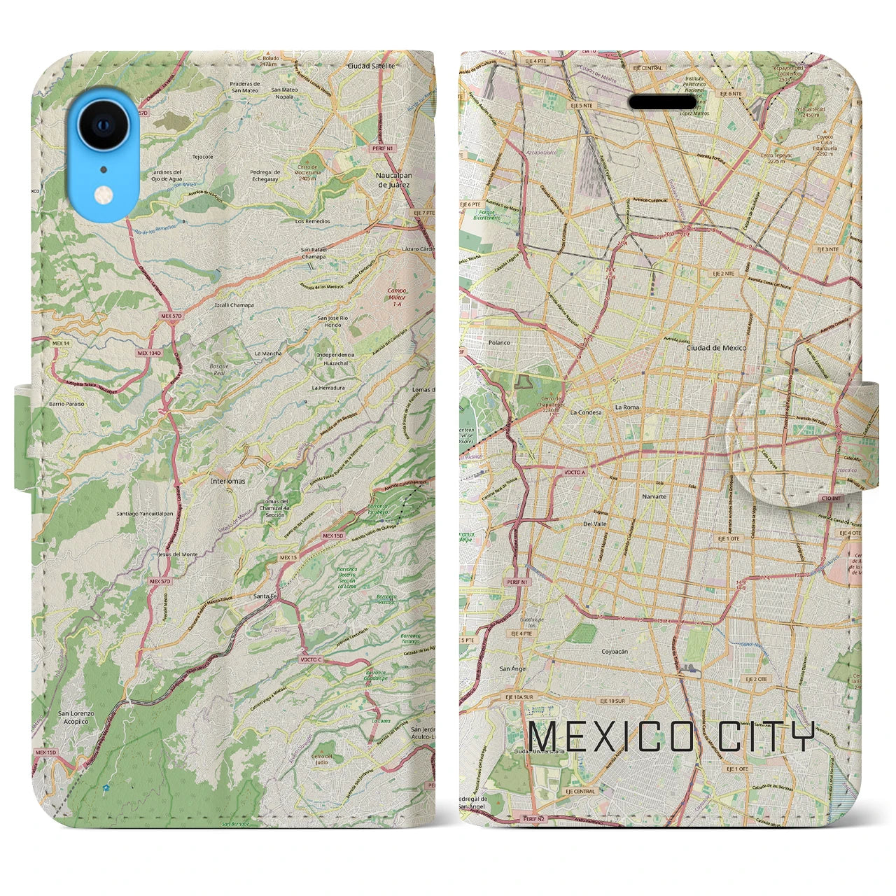 【メキシコシティ（メキシコ）】地図柄iPhoneケース（手帳タイプ）