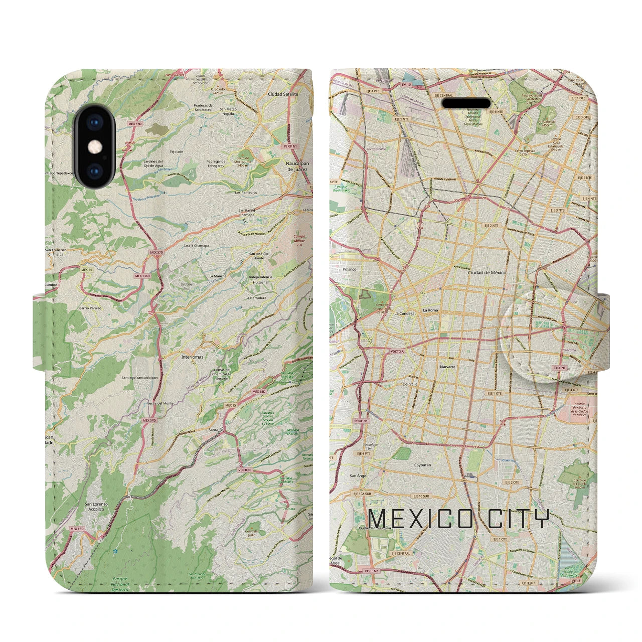 【メキシコシティ（メキシコ）】地図柄iPhoneケース（手帳タイプ）