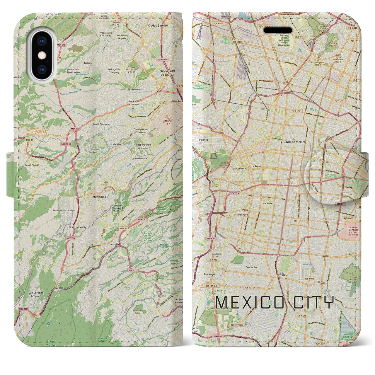 【メキシコシティ（メキシコ）】地図柄iPhoneケース（手帳タイプ）