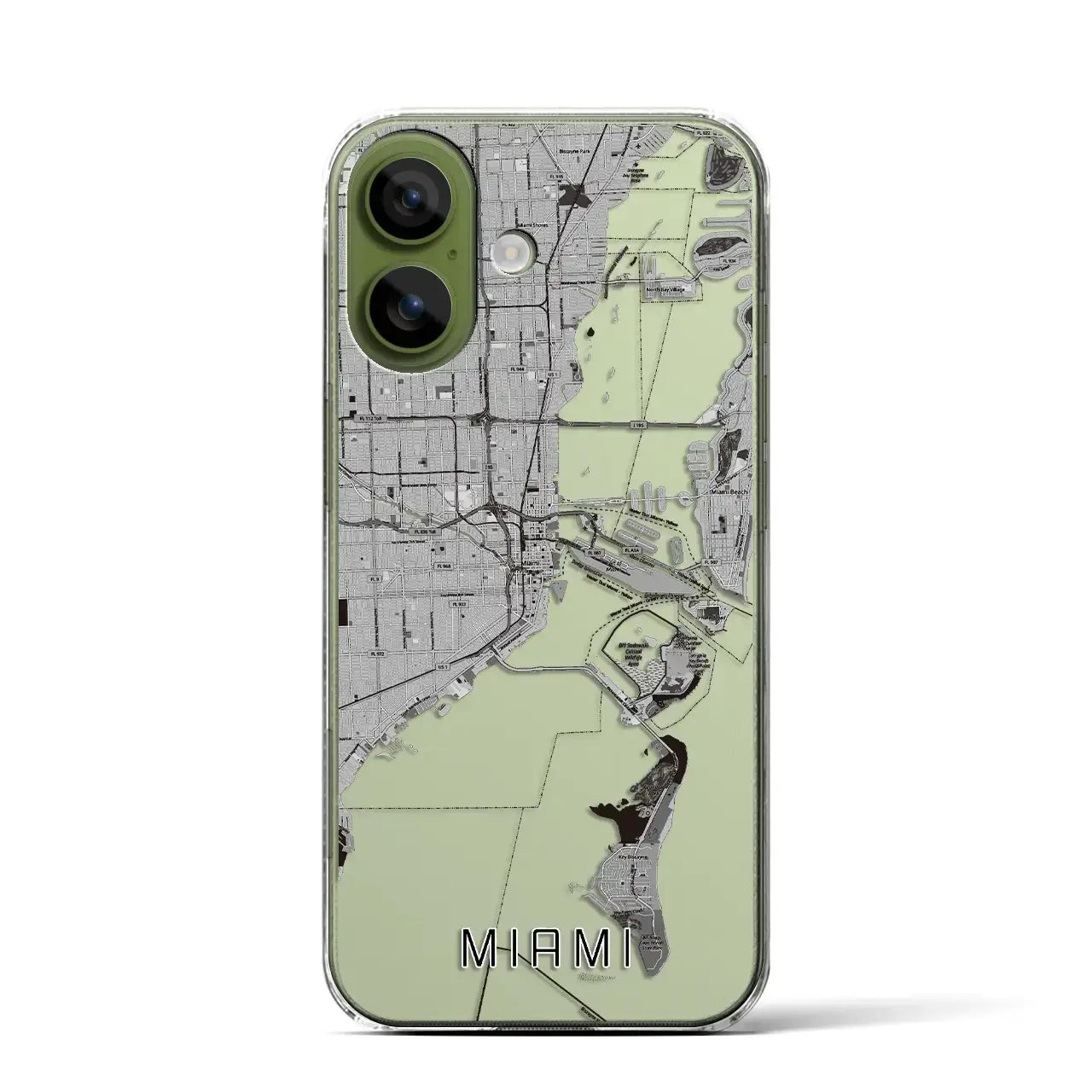 【マイアミ（アメリカ）】地図柄iPhoneケース（クリアタイプ）