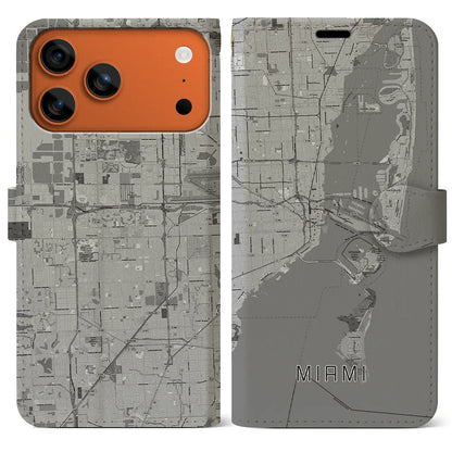 【マイアミ（アメリカ）】地図柄iPhoneケース（手帳タイプ）