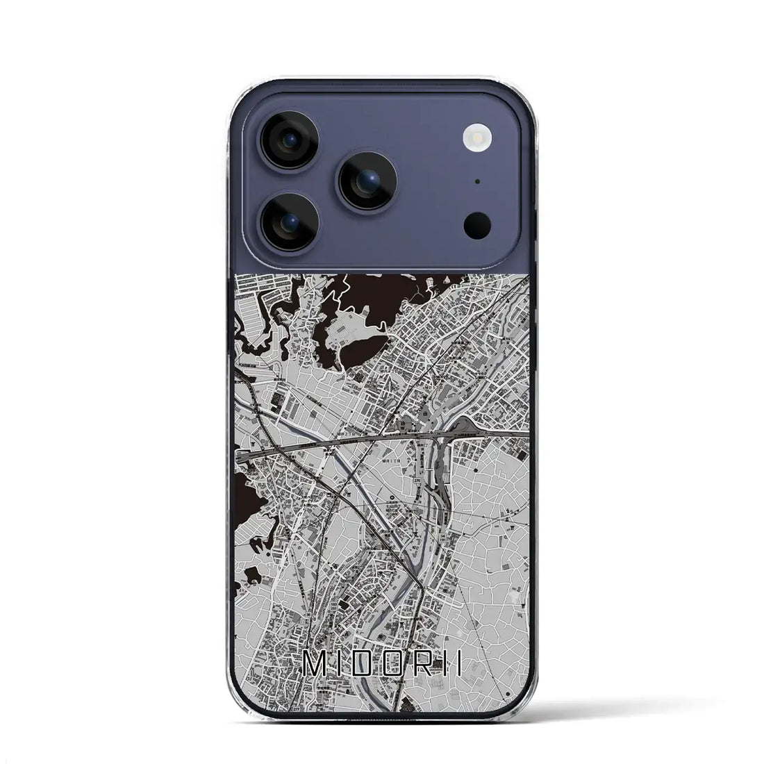 【緑井(広島県)】地図柄iPhoneケース(クリアタイプ)モノトーン・iPhone 17 Pro Max 用