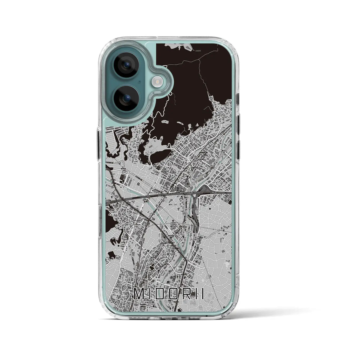 【緑井（広島県）】地図柄iPhoneケース（MagSafeタイプ）モノトーン・iPhone 16 Pro 用