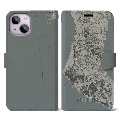 【美浜（愛知県）】地図柄iPhoneケース（手帳タイプ）モノトーン・iPhone 14 用